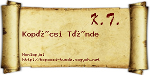 Kopácsi Tünde névjegykártya